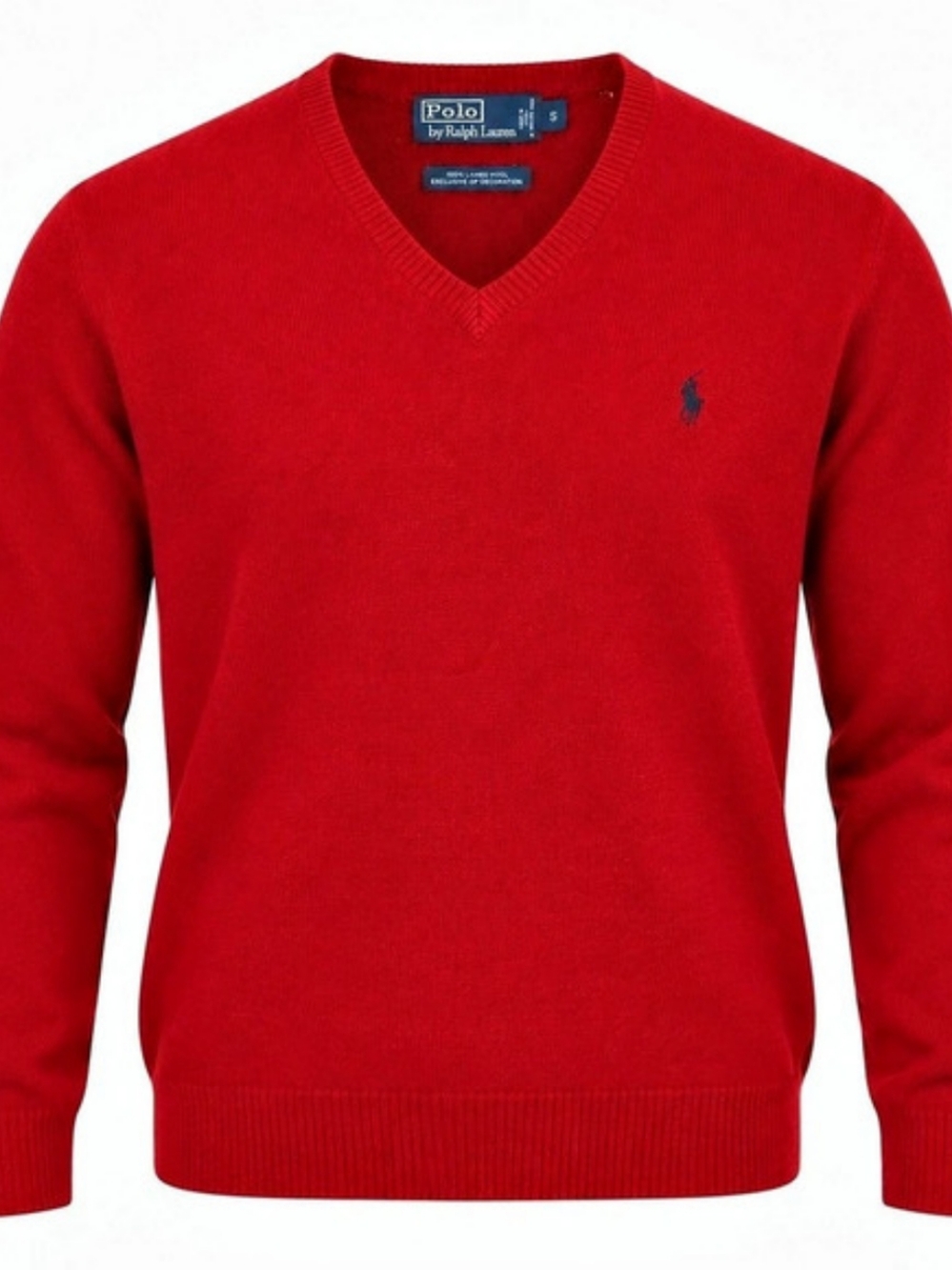 Vintage Polo by Ralph Lauren Men'Small Red Lambswool V-Neck Sweater Size Small